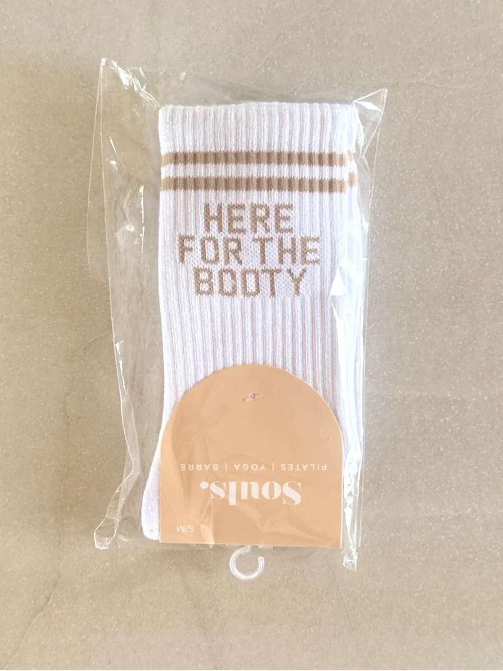NWT Souls Here for the Booty Grip Crew Socks White Pilates Yoga S/M
